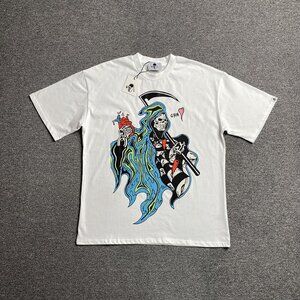 Warren Lotas Edgy Grim Reaper Graphic White T Shirt